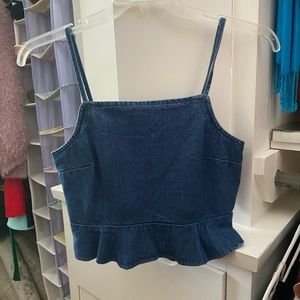 Denim crop top.